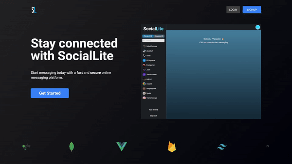 Short demo gif of SocialLite